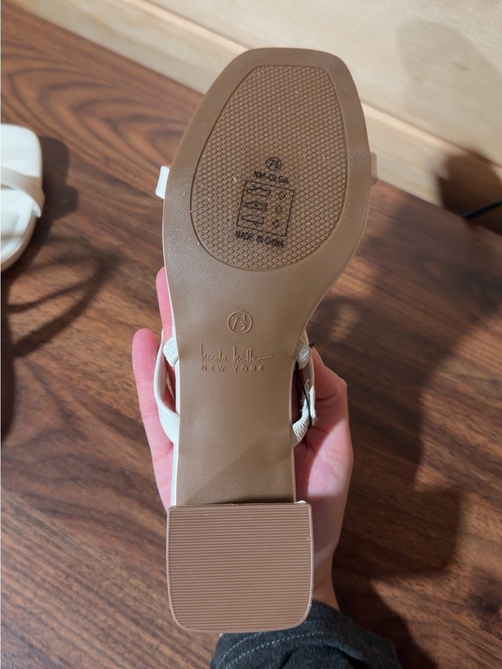 Nicole by Nicole Miller Cream Minimalist Strappy Block Heel Sandals - Picture 4 of 4